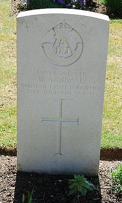 Wllie Sandall - Courmas British Cemetery